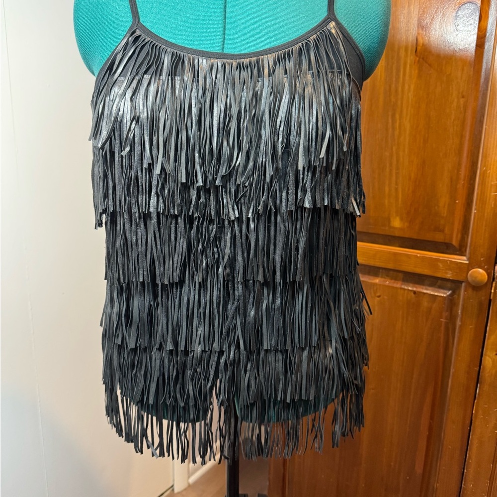 NWT Rare Trends Fringe Faux Leather Tank - size Large